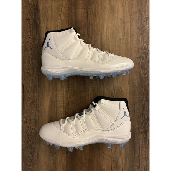 Air Jordan 11 Mid TD Football Cleats Sz 11.5 White Black Legend Blue HM7324-104